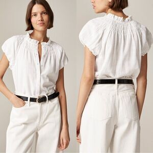 NWT J. Crew Smocked-neck top in textured gauze